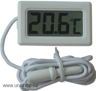 TPM-10 LCD Digitální ukazatel teploty se sondou - teploměr bílý