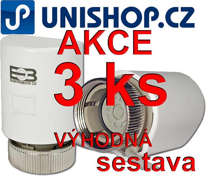 AKCE 3 ks SEH30.23 - Termoelektrický pohon bez proudu zavřeno NC radiátorová hla